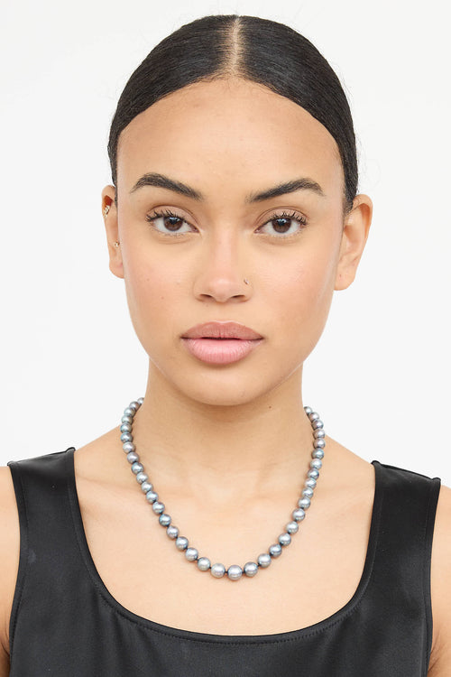 Fine Jewelry 14K White Gold Tahitian Pearl Necklace