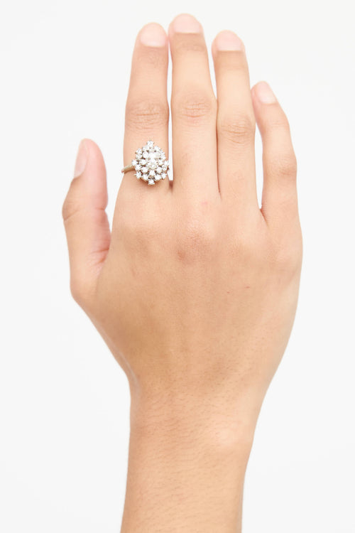 Fine Jewelry 14K White Gold Diamond Cluster Ring