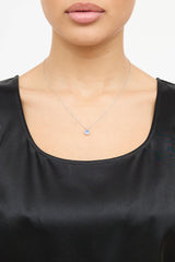 Fine Jewelry 18K White Gold Sapphire Pendant Necklace