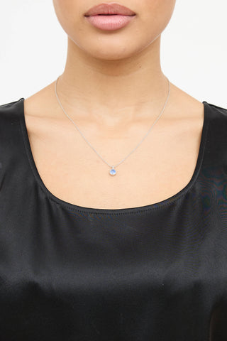 Fine Jewelry 18K White Gold Sapphire Pendant Necklace