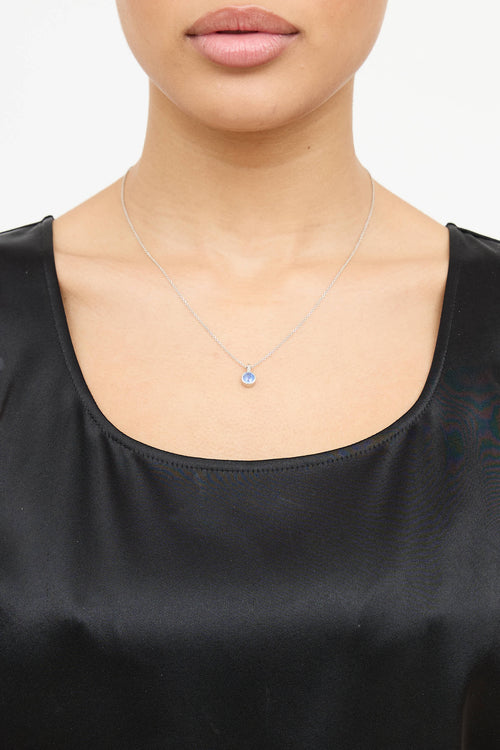 Fine Jewelry 18K White Gold Sapphire Pendant Necklace