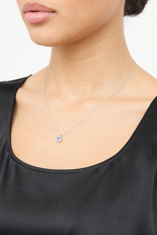 Fine Jewelry 18K White Gold Sapphire Pendant Necklace