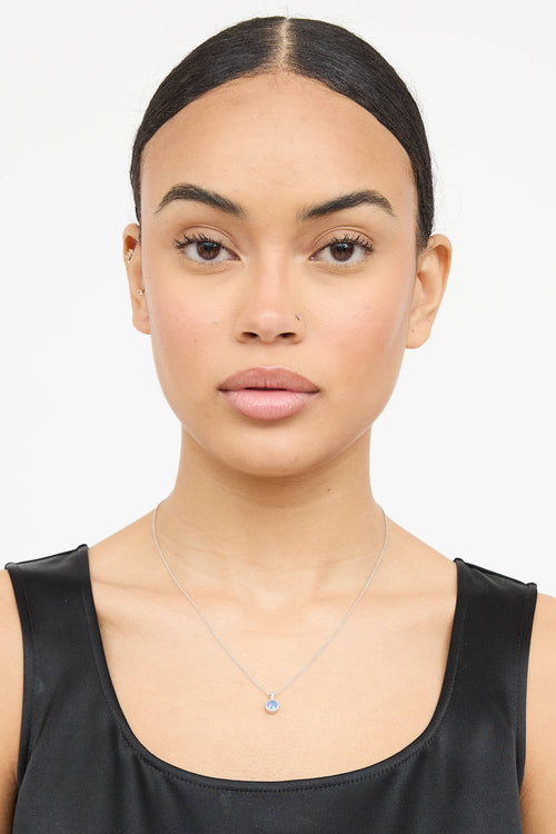 Fine Jewelry 18K White Gold Sapphire Pendant Necklace