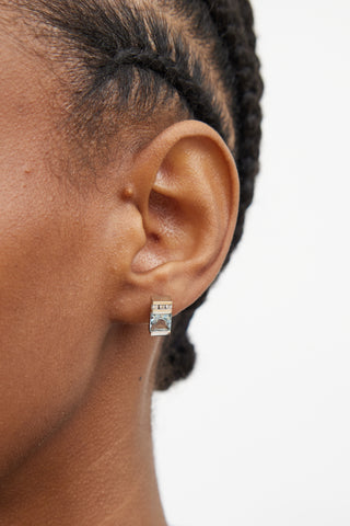 14K White Gold Aquamarine Diamond Stud Earring