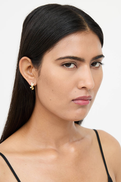 Fine Jewelry 18K Gold Pearl Squiggle Earrings