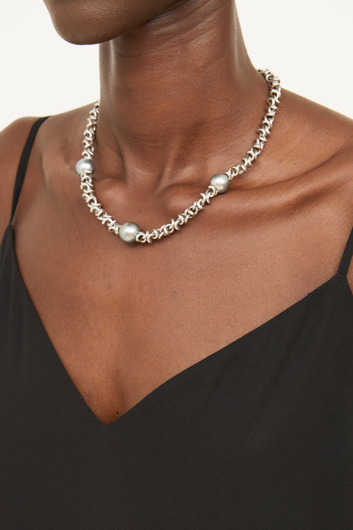 Fine Jewelry 18K White Gold & Tahitian Pearl Choker