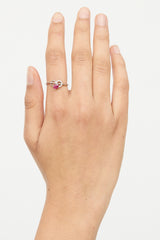 Fine Jewelry 18K White Gold Ruby Diamond Twist Ring