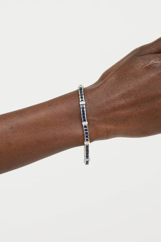 Fine Jewelry18K White Gold Sapphire Tennis Bracelet