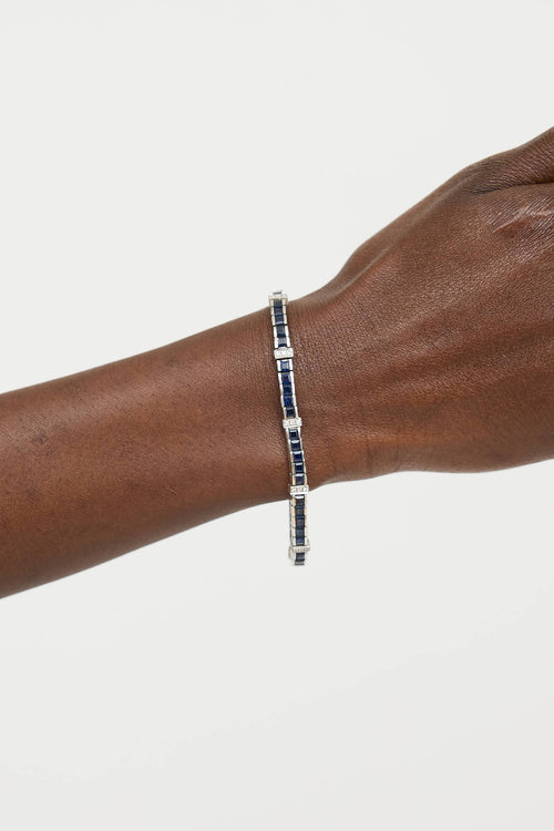 Fine Jewelry18K White Gold Sapphire Tennis Bracelet