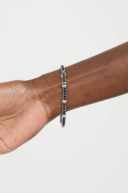 Fine Jewelry18K White Gold Sapphire Tennis Bracelet