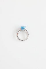 Fine Jewelry 18K White Gold Saphire and Blue Topaz Ring