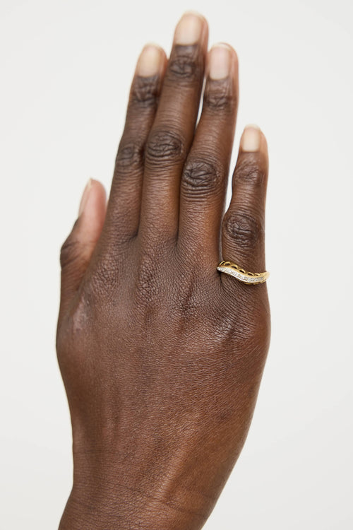 Fine Jewelry18K Yellow Gold Diamond Heart Wave Ring