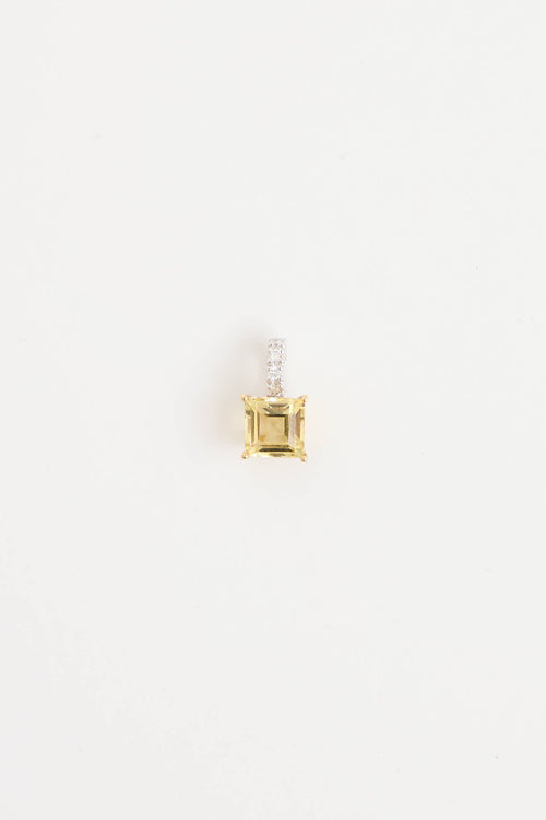 18K White Gold Diamond Beryl Pendant