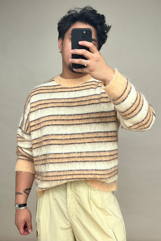 Cream & Beige Striped Wool Sweater