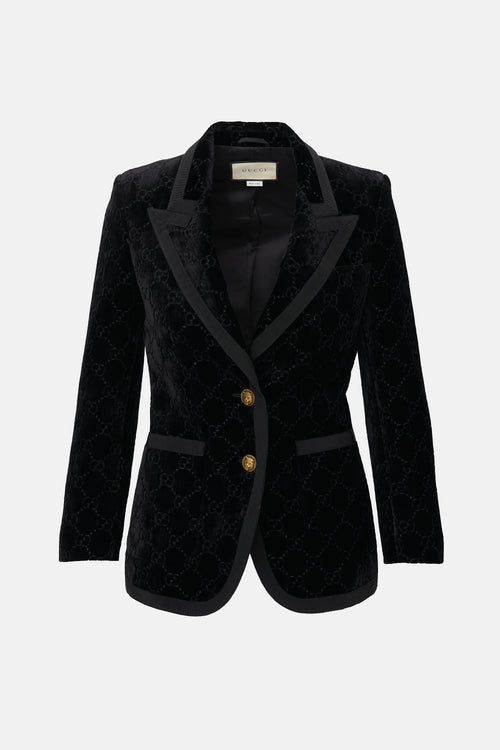 Gucci 2018 Velvet GG Monogram Blazer