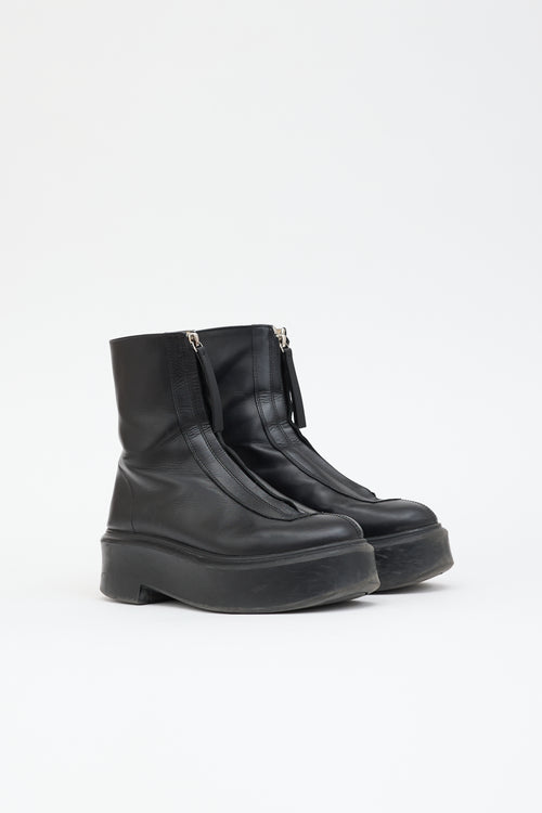 The Row Leather Zipped Boot