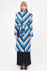 Fausto Puglisi Mohair Striped Belted Coat