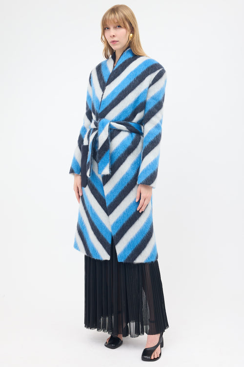 Fausto Puglisi Mohair Striped Belted Coat