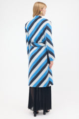 Fausto Puglisi Mohair Striped Belted Coat
