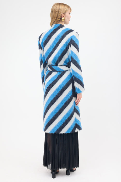 Fausto Puglisi Mohair Striped Belted Coat
