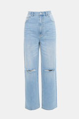 Tibi Distressed Straight Leg Jeans