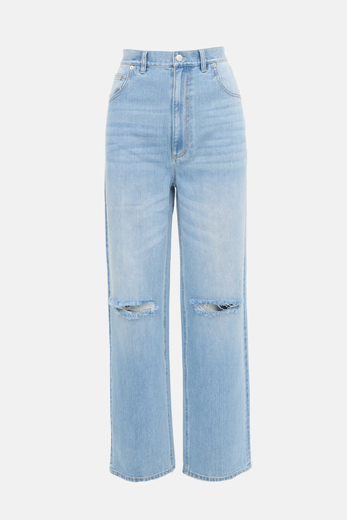 Tibi Distressed Straight Leg Jeans
