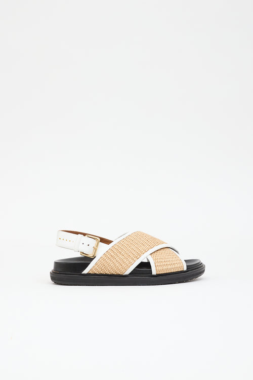 Marni Leather & Raffia Fussbett  Sandal