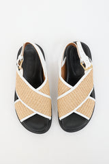 Marni Leather & Raffia Fussbett  Sandal