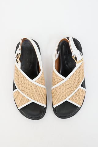 Marni Leather & Raffia Fussbett  Sandal
