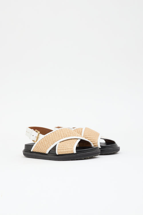 Marni Leather & Raffia Fussbett  Sandal