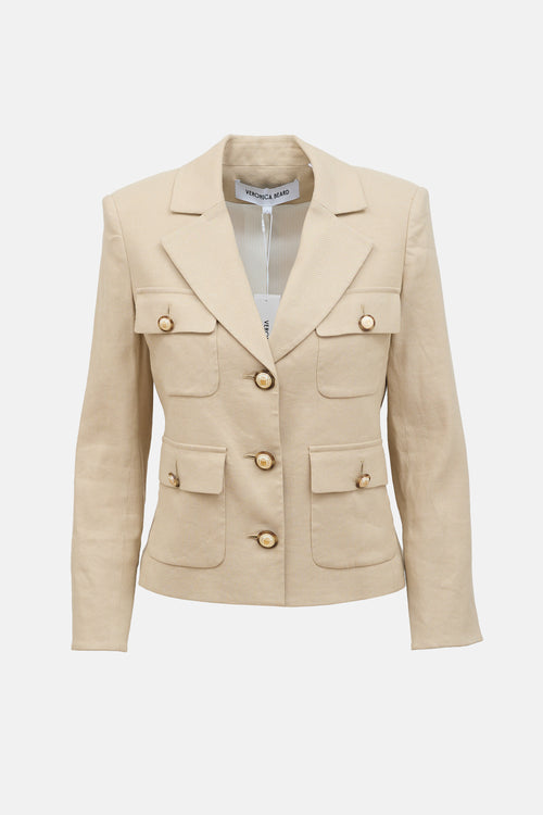 Veronica Beard Linen Patch Pocket Blazer