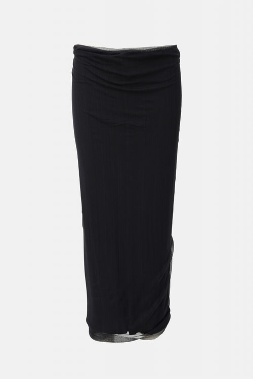 Ann Demeulemeester Vintage Silk Draped Mesh Skirt