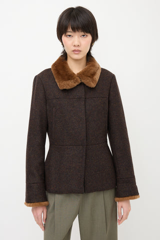 Sportmax Wool Fur Trimmed Jacket