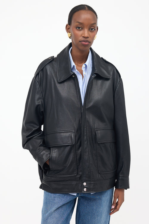 Nour Hammour Leather Drey Jacket