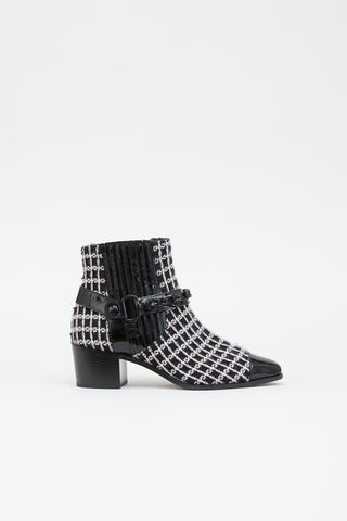 Chanel Tweed & Leather CC Boot