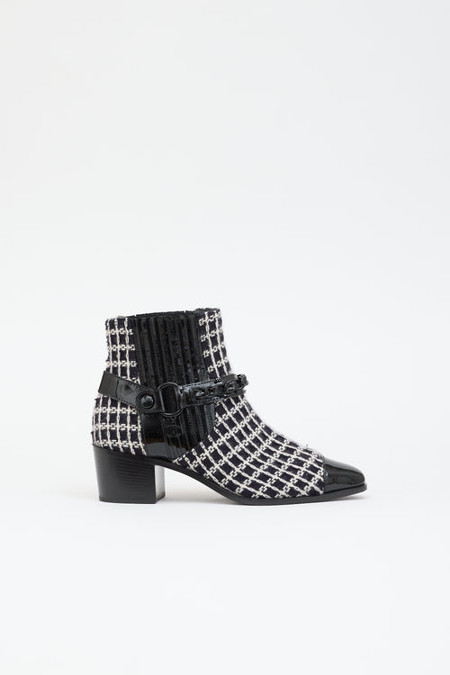 Chanel Tweed & Leather CC Boot