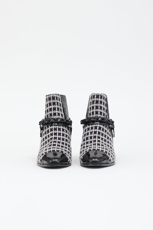 Chanel Tweed & Leather CC Boot