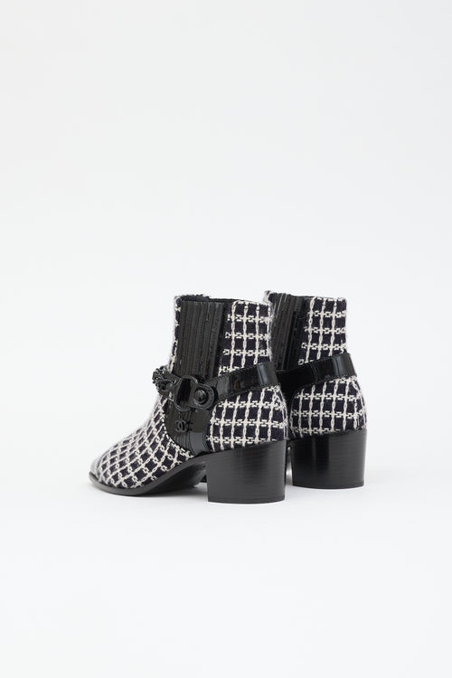 Chanel Tweed & Leather CC Boot