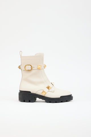 Valentino Leather Roman Stud Boot