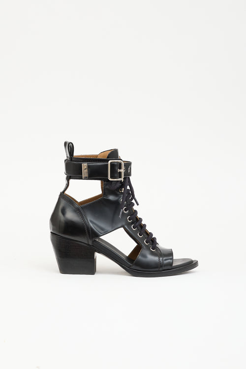 Chloé Leather Peep Toe Ankle Boot