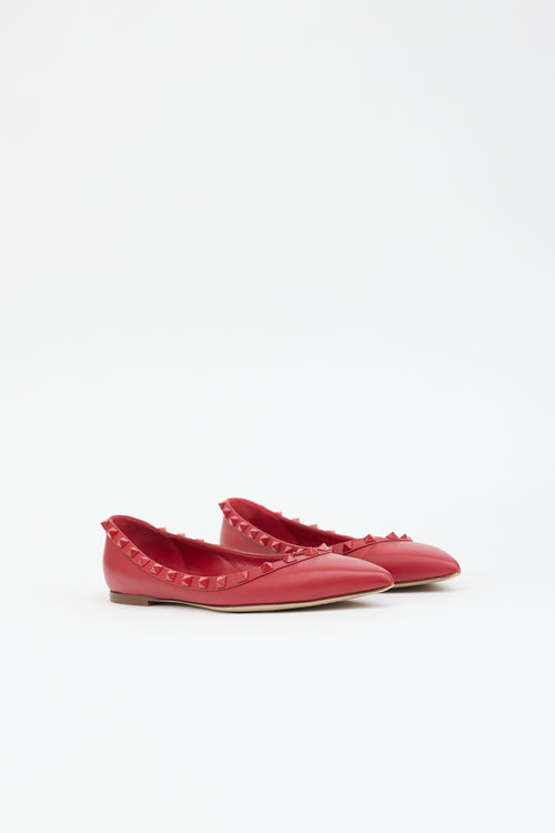 Valentino Leather Rockstud Flat