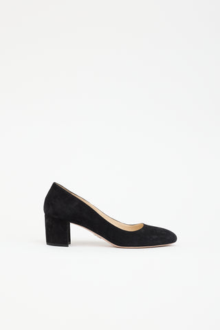 Prada Suede Block Heel Pump
