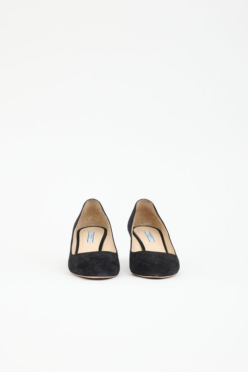 Prada Suede Block Heel Pump