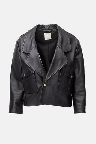 Sandro Leather Patch Pocket Jacket