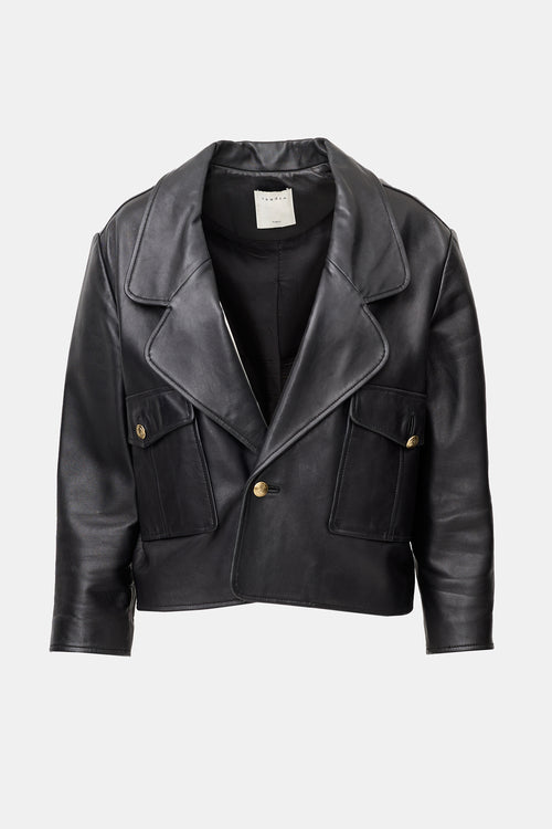 Sandro Leather Patch Pocket Jacket