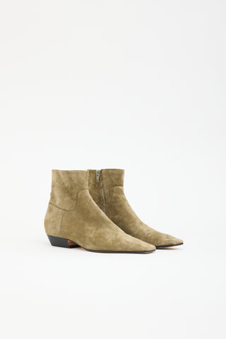Khaite Suede Square Toe Boot