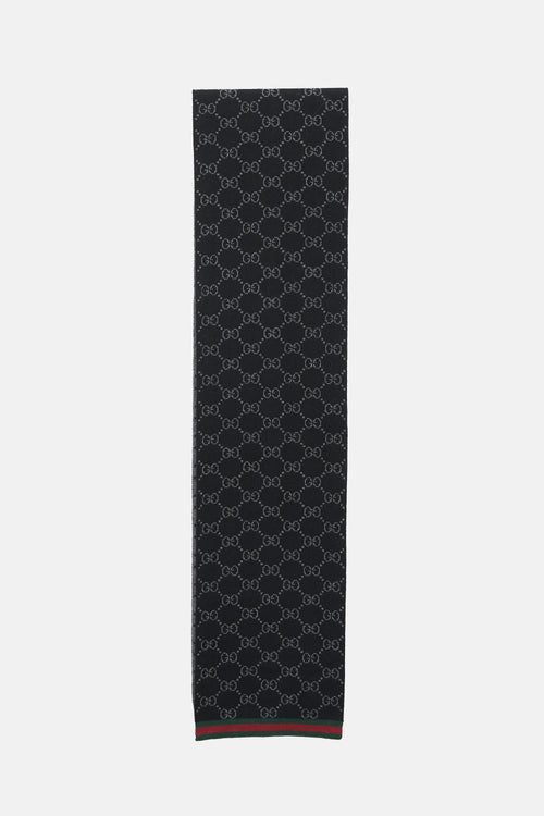 Gucci Wool Jersey GG Monogram Web Scarf