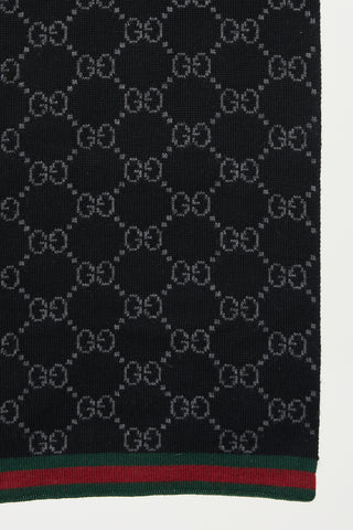 Gucci Wool Jersey GG Monogram Web Scarf