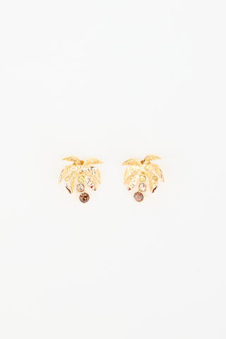 Oscar de la Renta Embellished Palm Tree Earrings