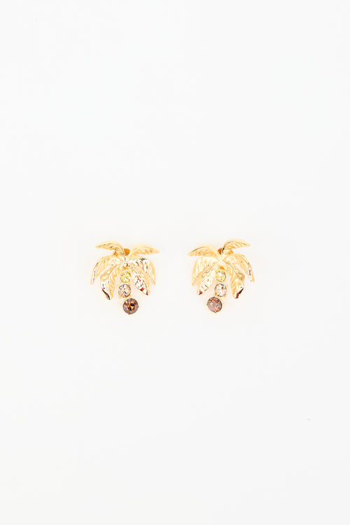 Oscar de la Renta Embellished Palm Tree Earrings
